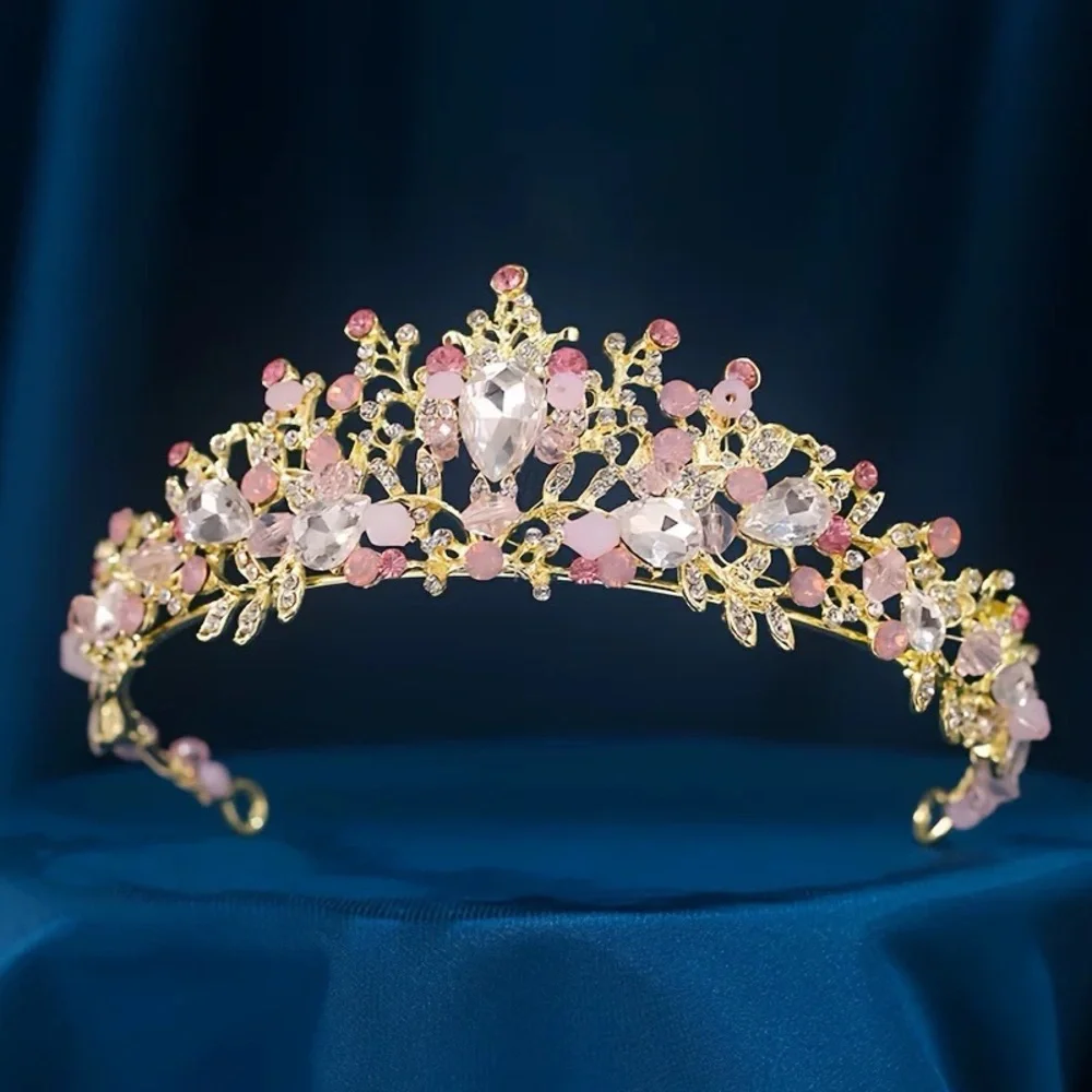 Vintage Gold and Pink Crystal Tiara